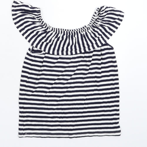 Avenue Girls Blue Striped  Basic T-Shirt Size 7-8 Years