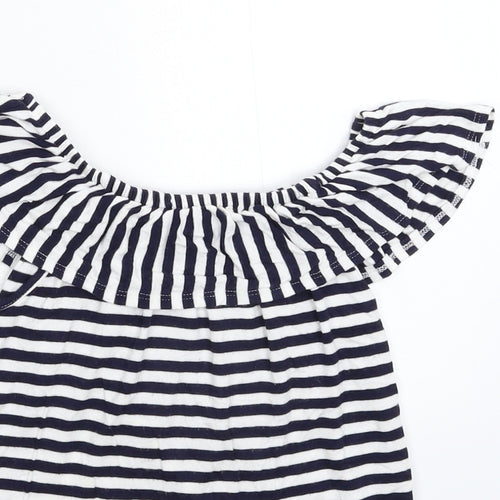 Avenue Girls Blue Striped  Basic T-Shirt Size 7-8 Years
