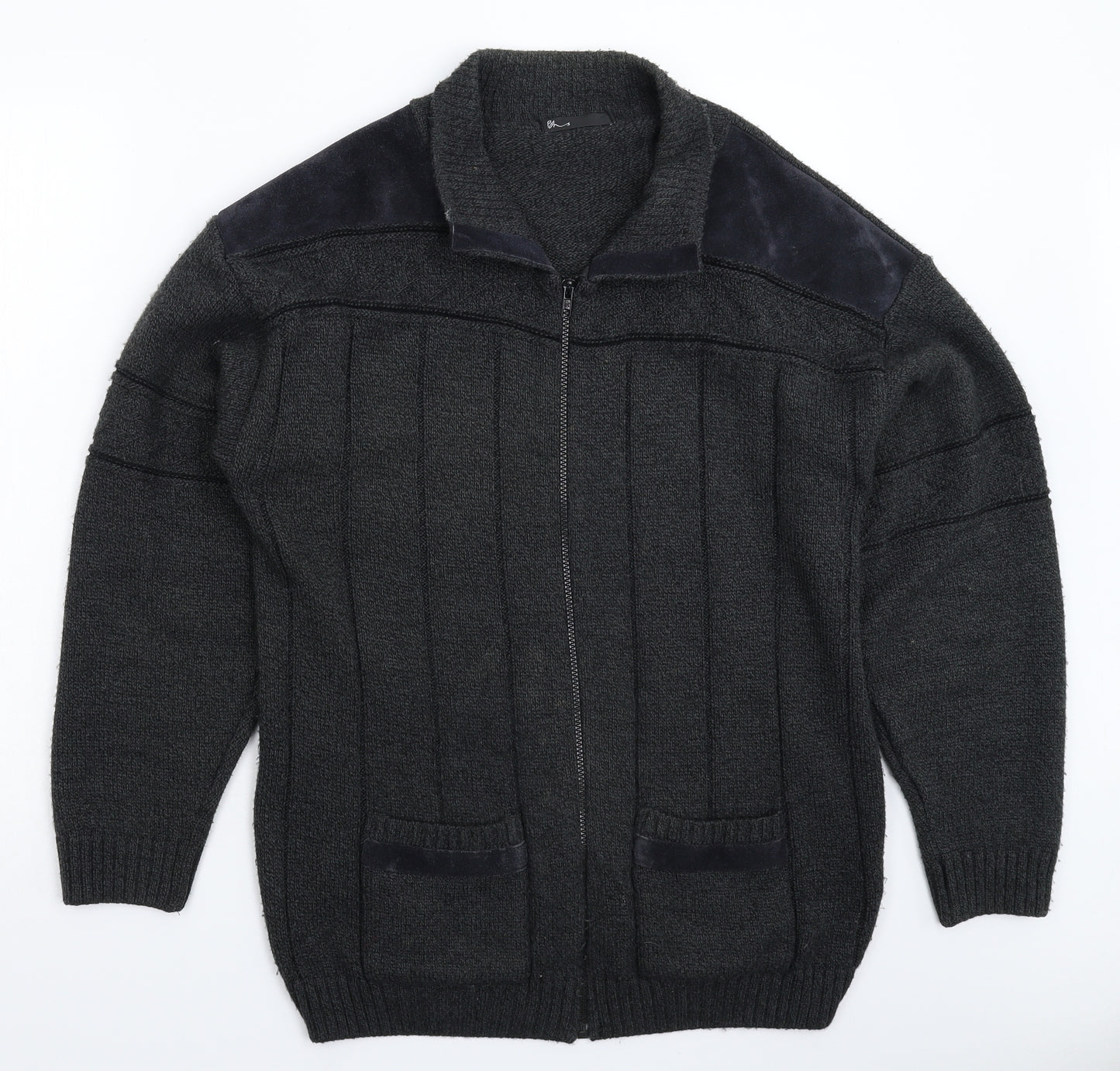 Boohoo Mens Grey  Knit Cardigan Jumper Size S