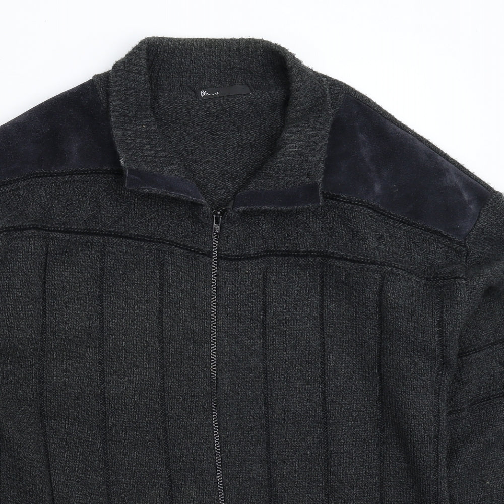 Boohoo Mens Grey  Knit Cardigan Jumper Size S