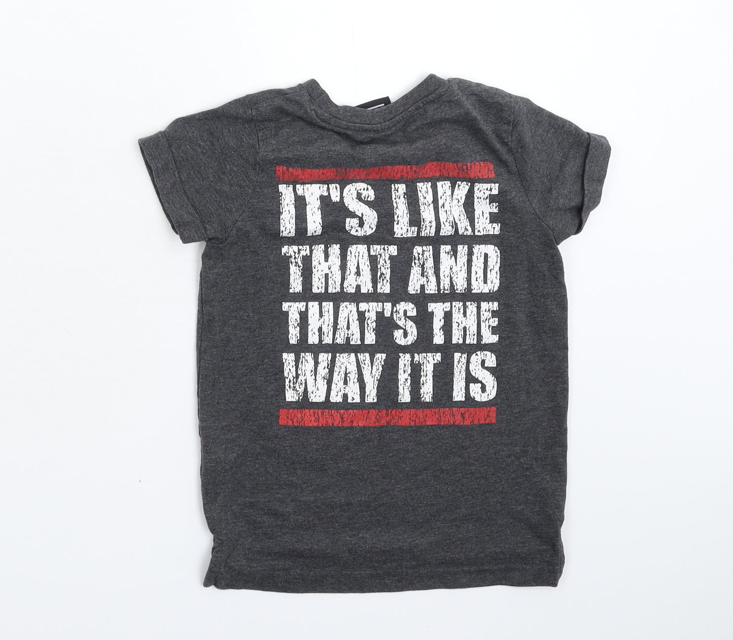 RUN DMC Boys Grey   Basic T-Shirt Size 4 Years