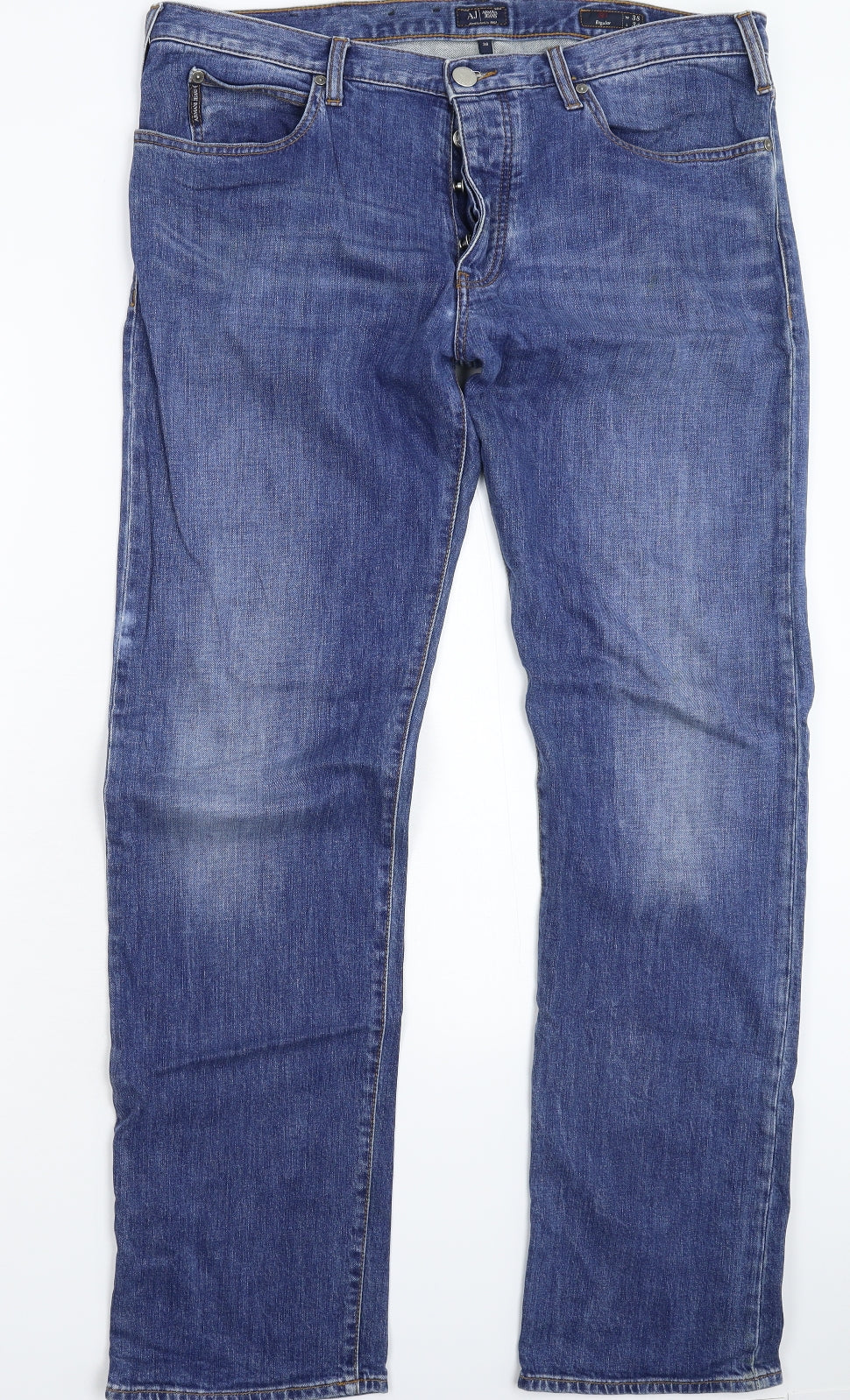 Armani Jeans Mens Blue  Denim Straight Jeans Size 38 L34 in