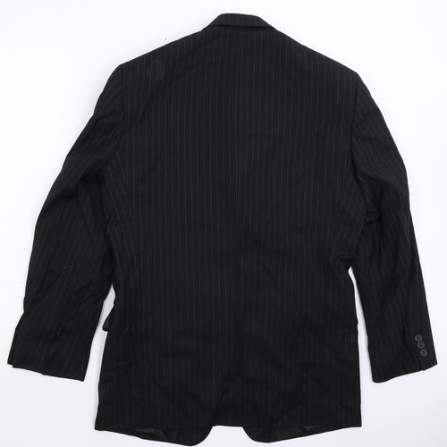 Henley & Knight Mens Black Striped  Jacket Suit Jacket Size 38
