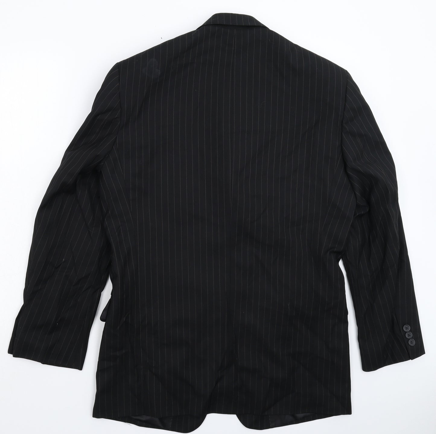 Henley & Knight Mens Black Striped  Jacket Suit Jacket Size 38