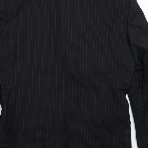 Henley & Knight Mens Black Striped  Jacket Suit Jacket Size 38