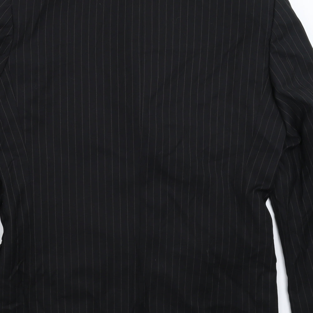 Henley & Knight Mens Black Striped  Jacket Suit Jacket Size 38