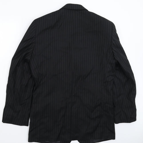 Henley & Knight Mens Black Striped  Jacket Suit Jacket Size 38
