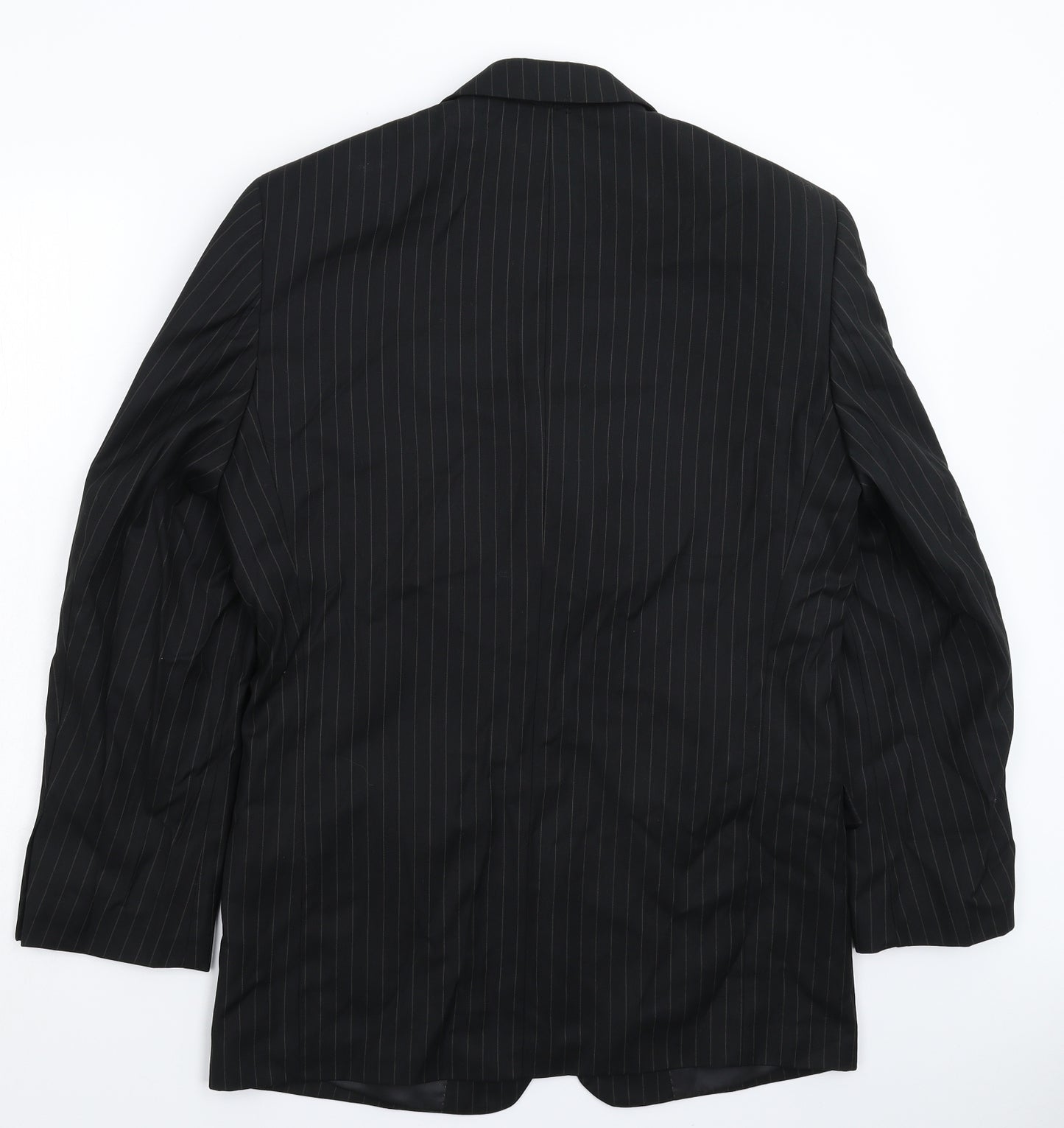 Henley & Knight Mens Black Striped  Jacket Suit Jacket Size 38