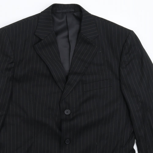 Henley & Knight Mens Black Striped  Jacket Suit Jacket Size 38