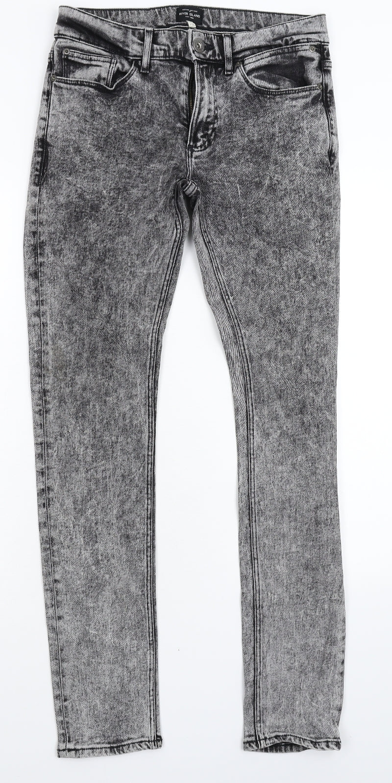 River Island Mens Grey  Denim Skinny Jeans Size 28 L31 in