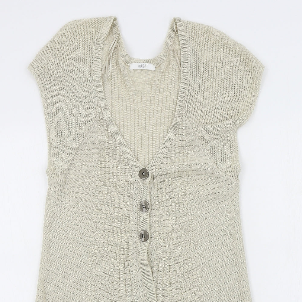 M&S Womens Beige   Cardigan Jumper Size 16