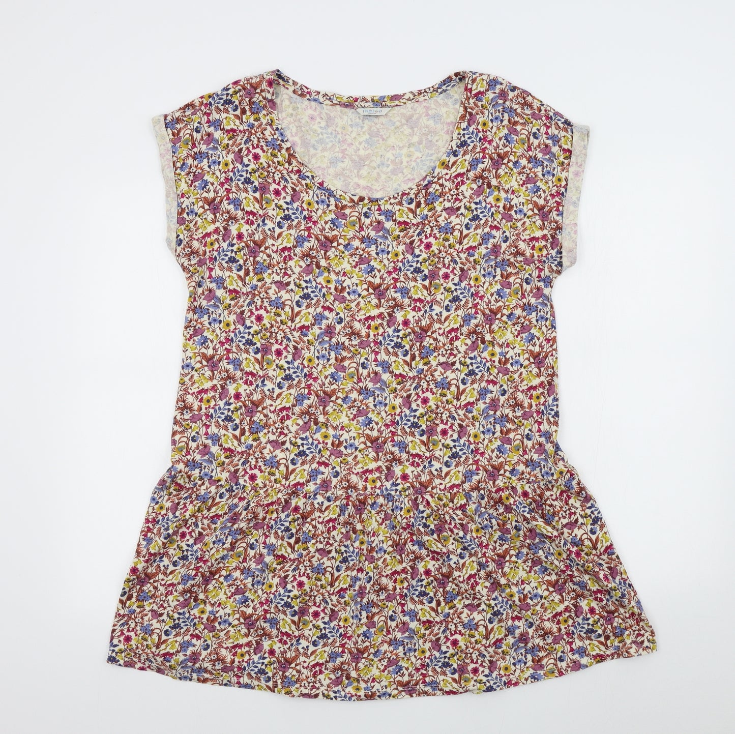 M&S Womens Multicoloured Floral  Basic T-Shirt Size 16