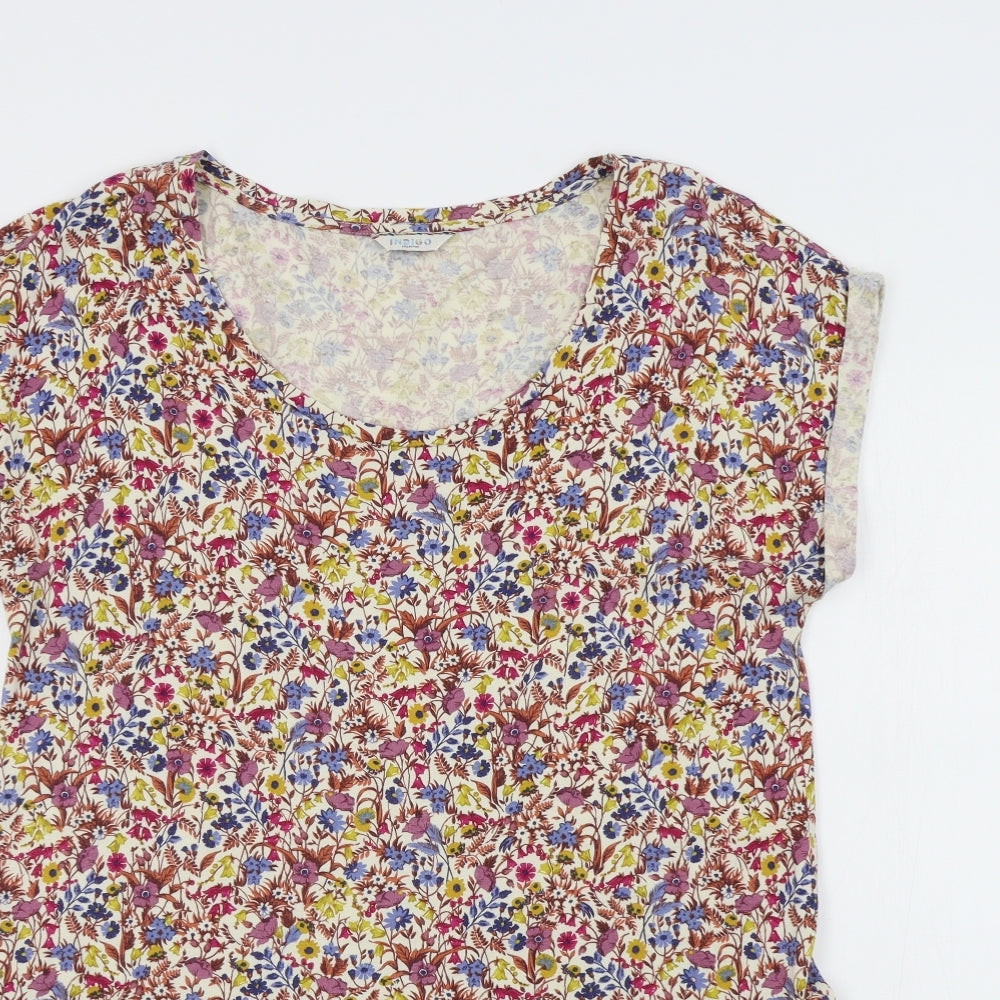 M&S Womens Multicoloured Floral  Basic T-Shirt Size 16