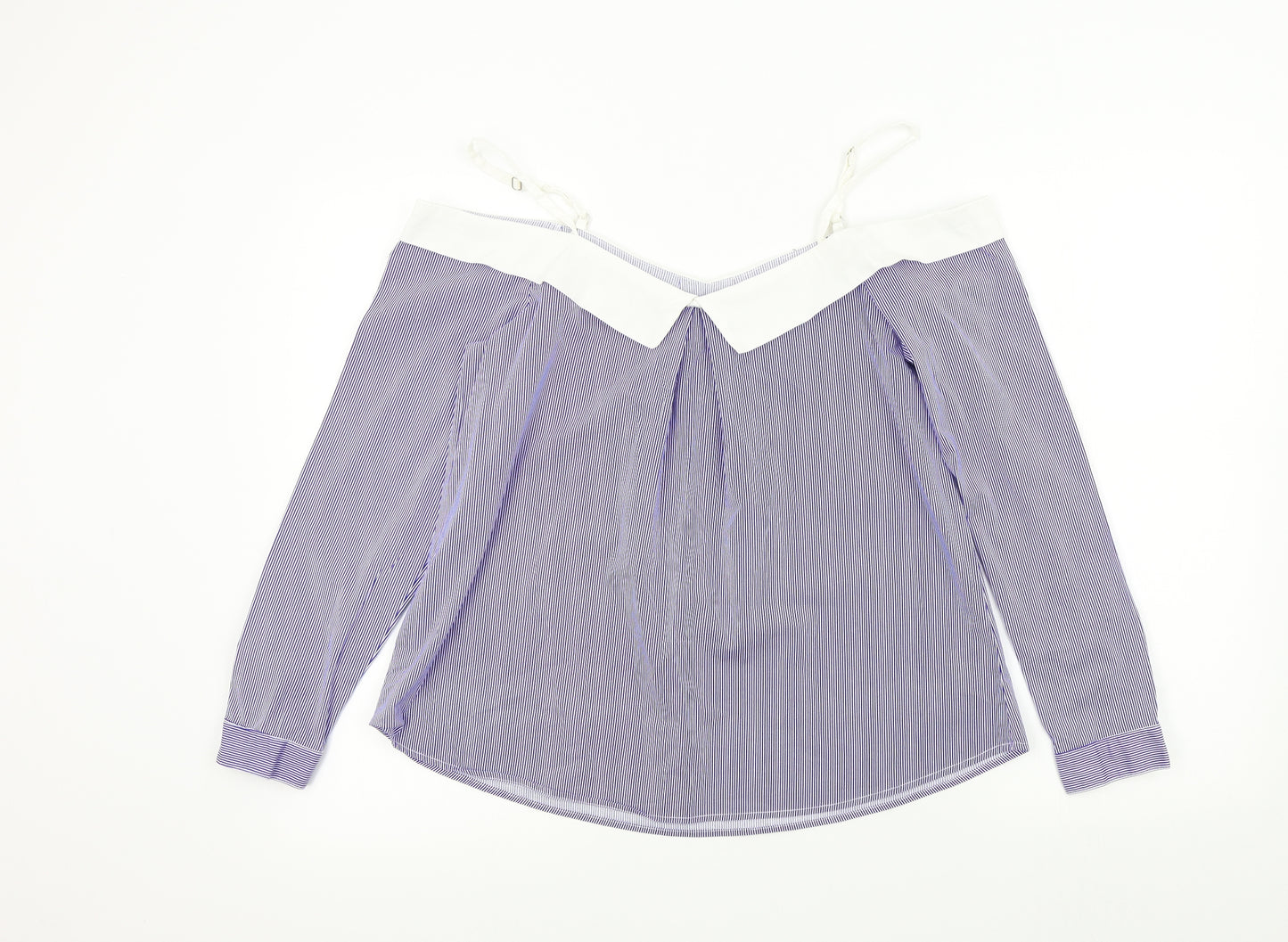 Shinestar Womens Blue Striped  Basic Blouse Size M