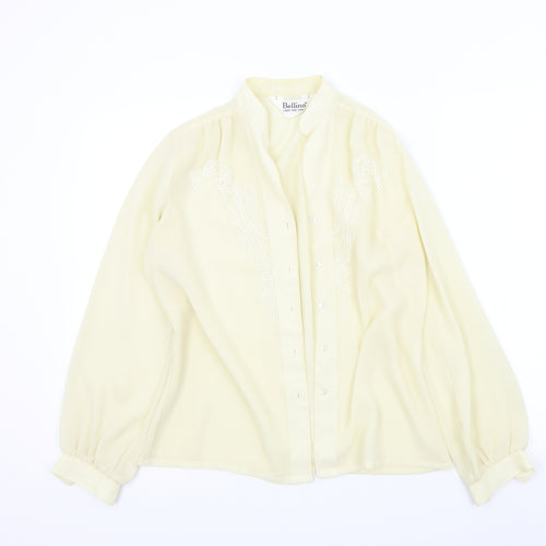 bellino Womens Beige Colourblock  Basic Button-Up Size 12