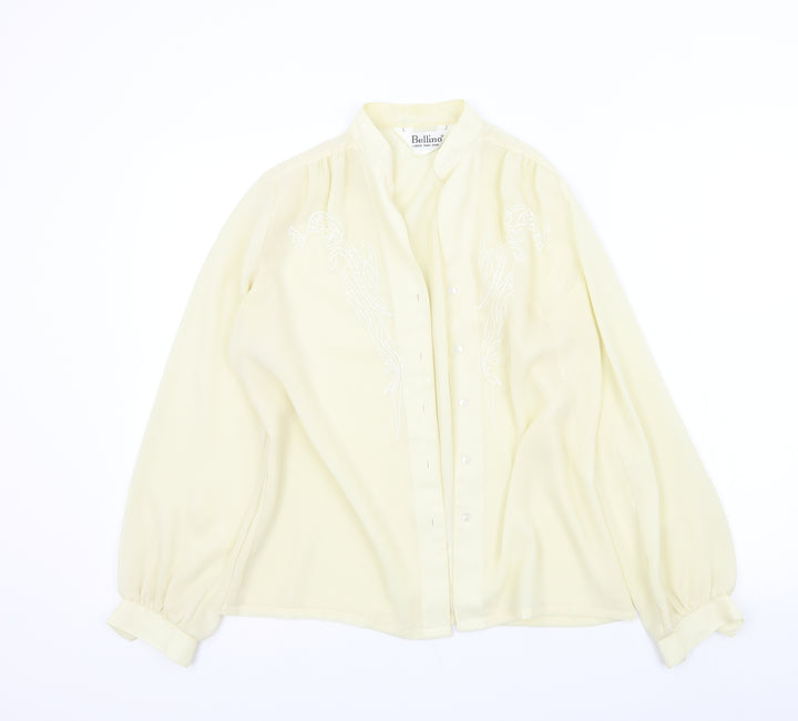bellino Womens Beige Colourblock  Basic Button-Up Size 12