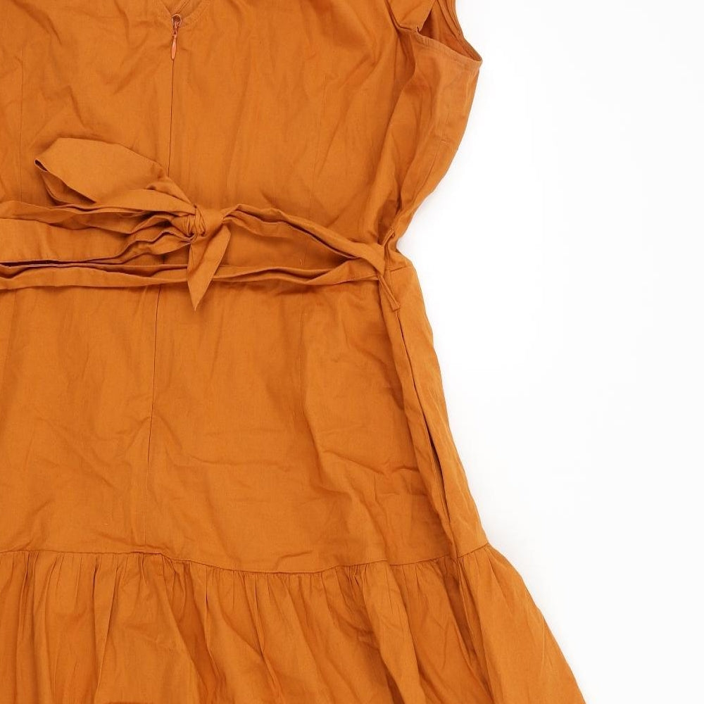 M&S Womens Gold Colourblock  Fit & Flare  Size 20