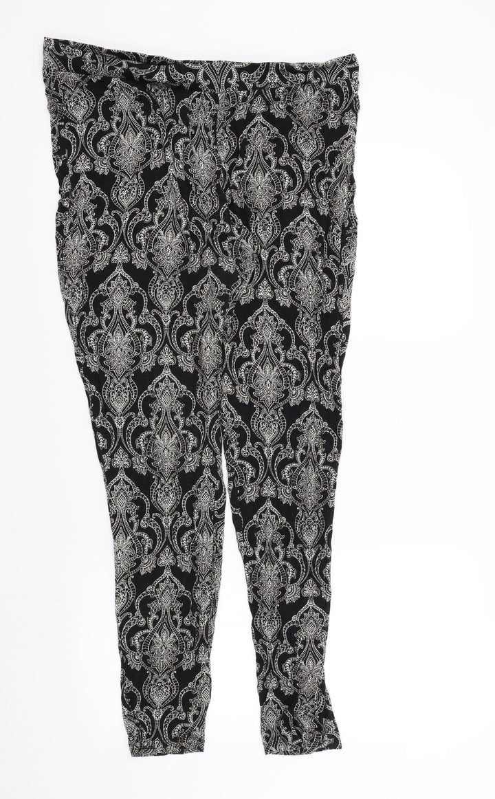 Cynthia Rowley Womens Black Geometric Jogger Trousers Size XL L29 in