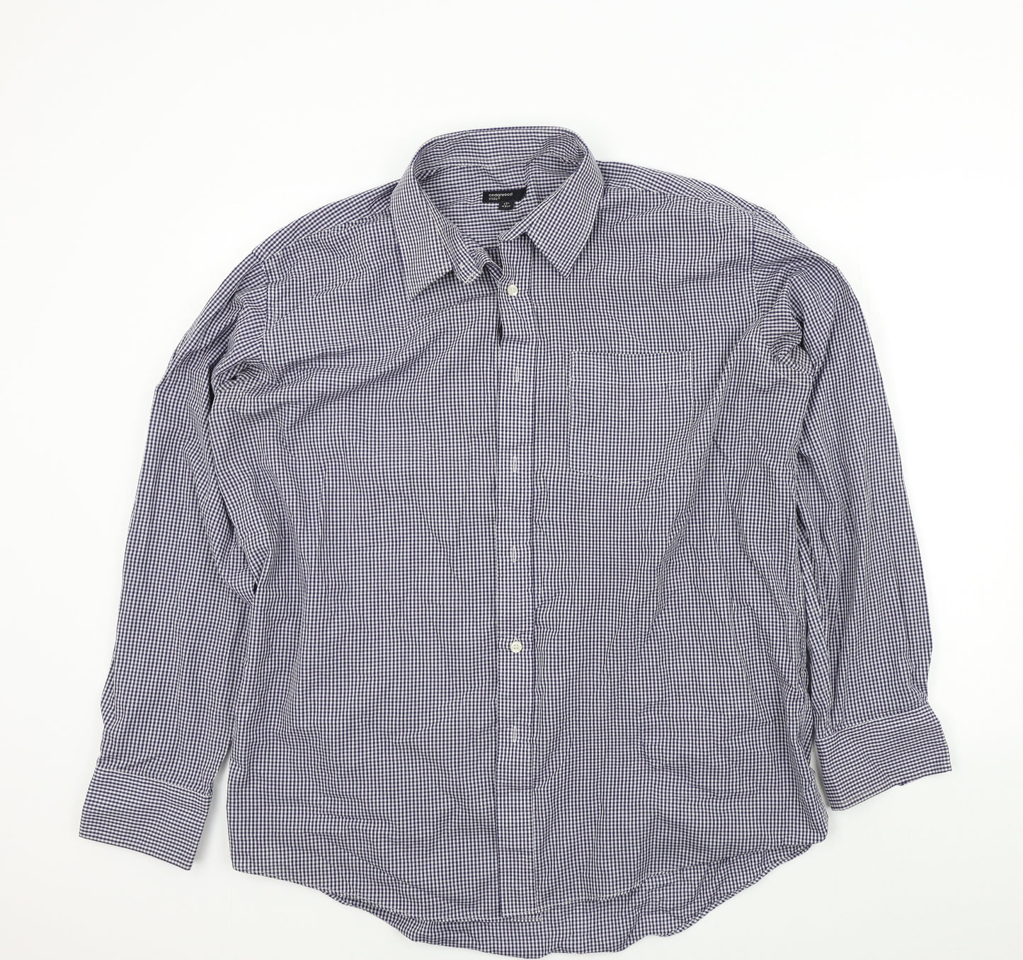 Ceder wood state Mens Blue Geometric   Button-Up Size 17