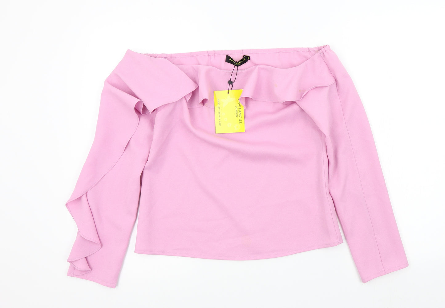 RAVI FAMOUSE Womens Pink Colourblock  Basic Blouse Size 8