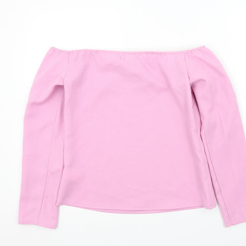 RAVI FAMOUSE Womens Pink Colourblock  Basic Blouse Size 8