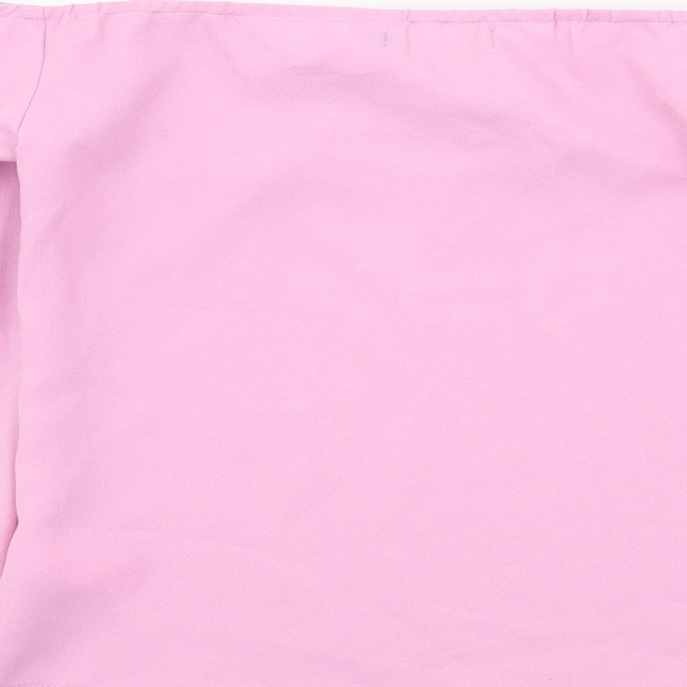 RAVI FAMOUSE Womens Pink Colourblock  Basic Blouse Size 8