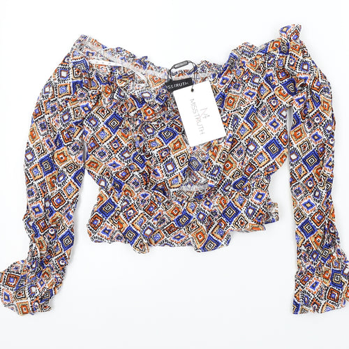 MISSTRUTH Womens Multicoloured Geometric  Basic Blouse Size 8