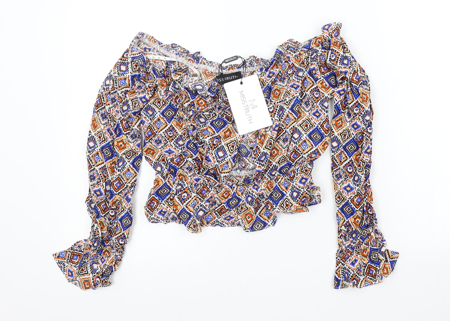 MISSTRUTH Womens Multicoloured Geometric  Basic Blouse Size 8