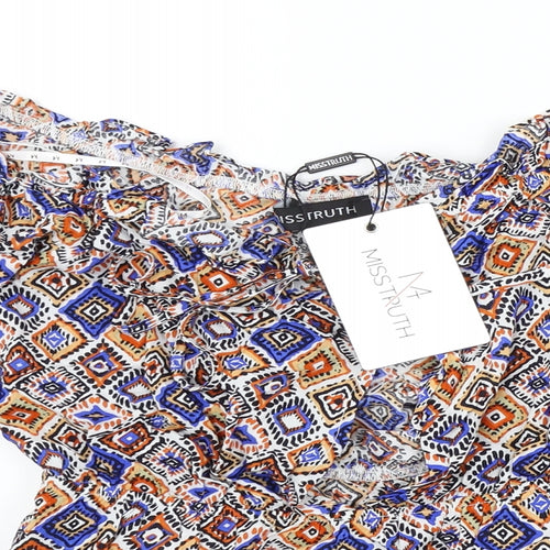 MISSTRUTH Womens Multicoloured Geometric  Basic Blouse Size 8
