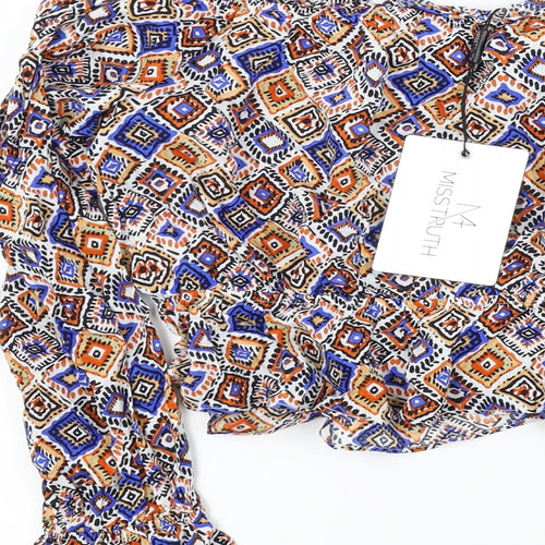 MISSTRUTH Womens Multicoloured Geometric  Basic Blouse Size 8