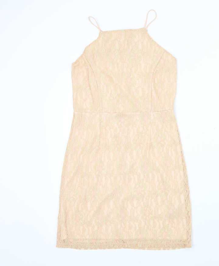 Miss Selfridge Womens Pink Colourblock  A-Line  Size 10
