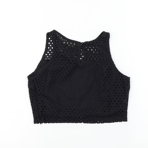 RAVI FAMOUS Womens Black Colourblock  Basic T-Shirt Size 8
