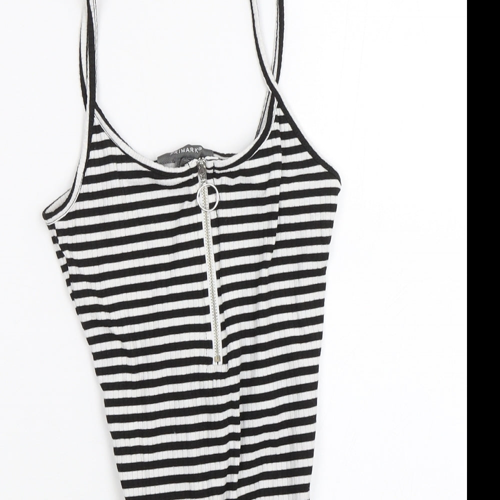 Primark Womens Black Striped  Catsuit One-Piece Size 8