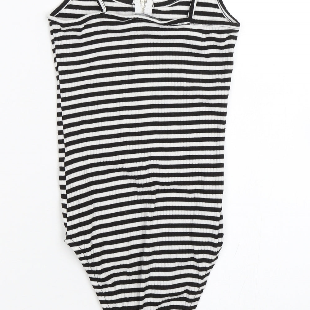 Primark Womens Black Striped  Catsuit One-Piece Size 8