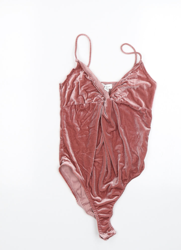 Topshop Womens Pink Velour Catsuit One-Piece Size 8