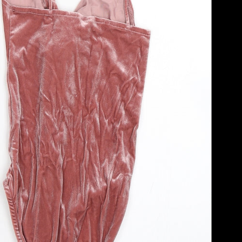 Topshop Womens Pink  Velour Catsuit One-Piece Size 8