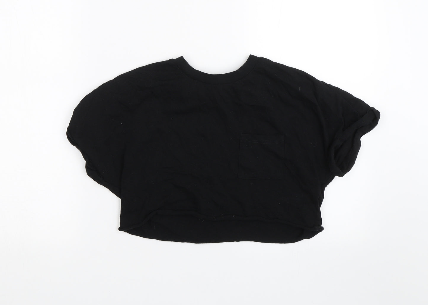 Topshop Womens Black   Cropped T-Shirt Size 8