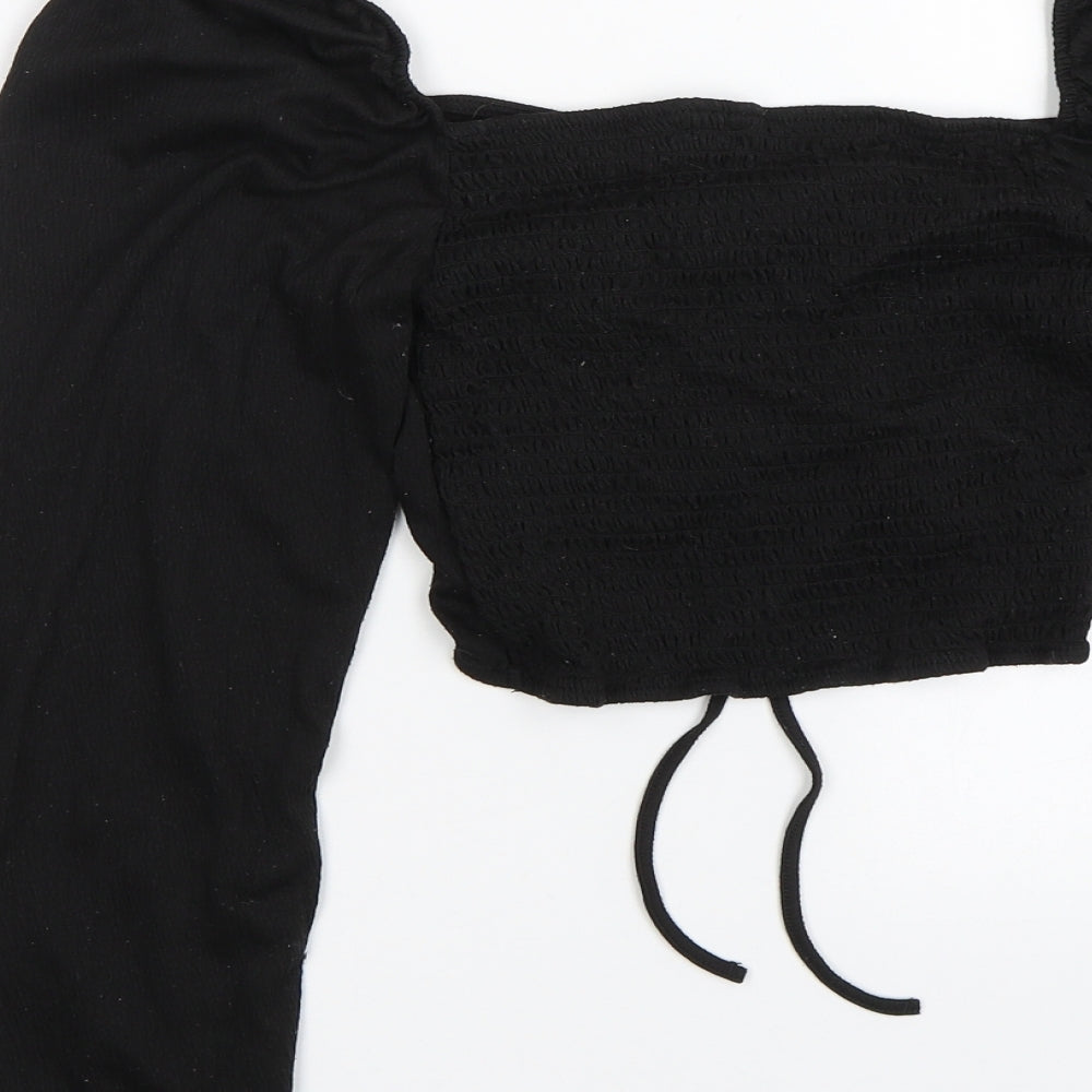 H&M Womens Black   Cropped T-Shirt Size S