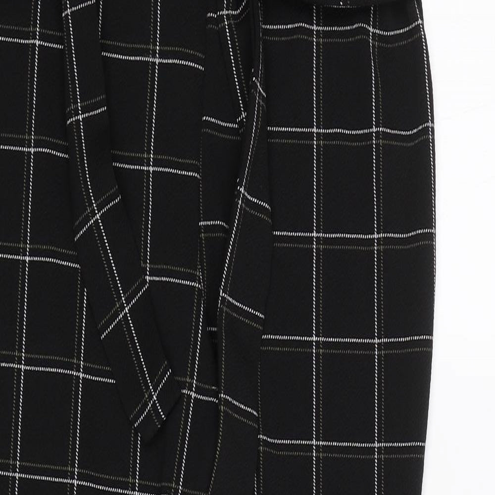 PRETTYLITTLETHING Womens Black Check  Trousers  Size 10 L24 in