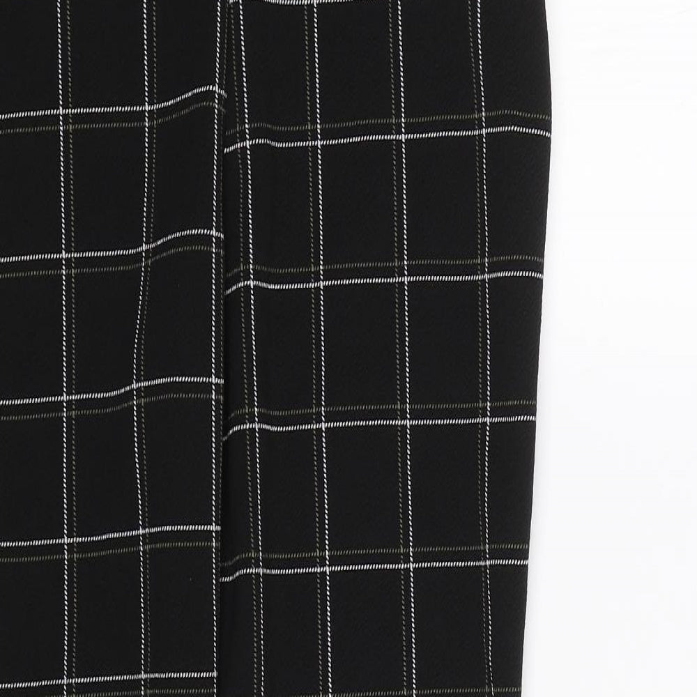 PRETTYLITTLETHING Womens Black Check  Trousers  Size 10 L24 in