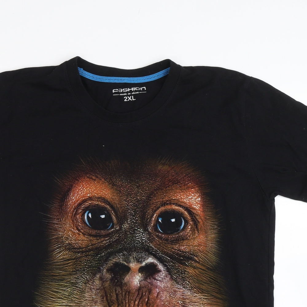Fashion Mens Black    T-Shirt Size XL  - Monkey