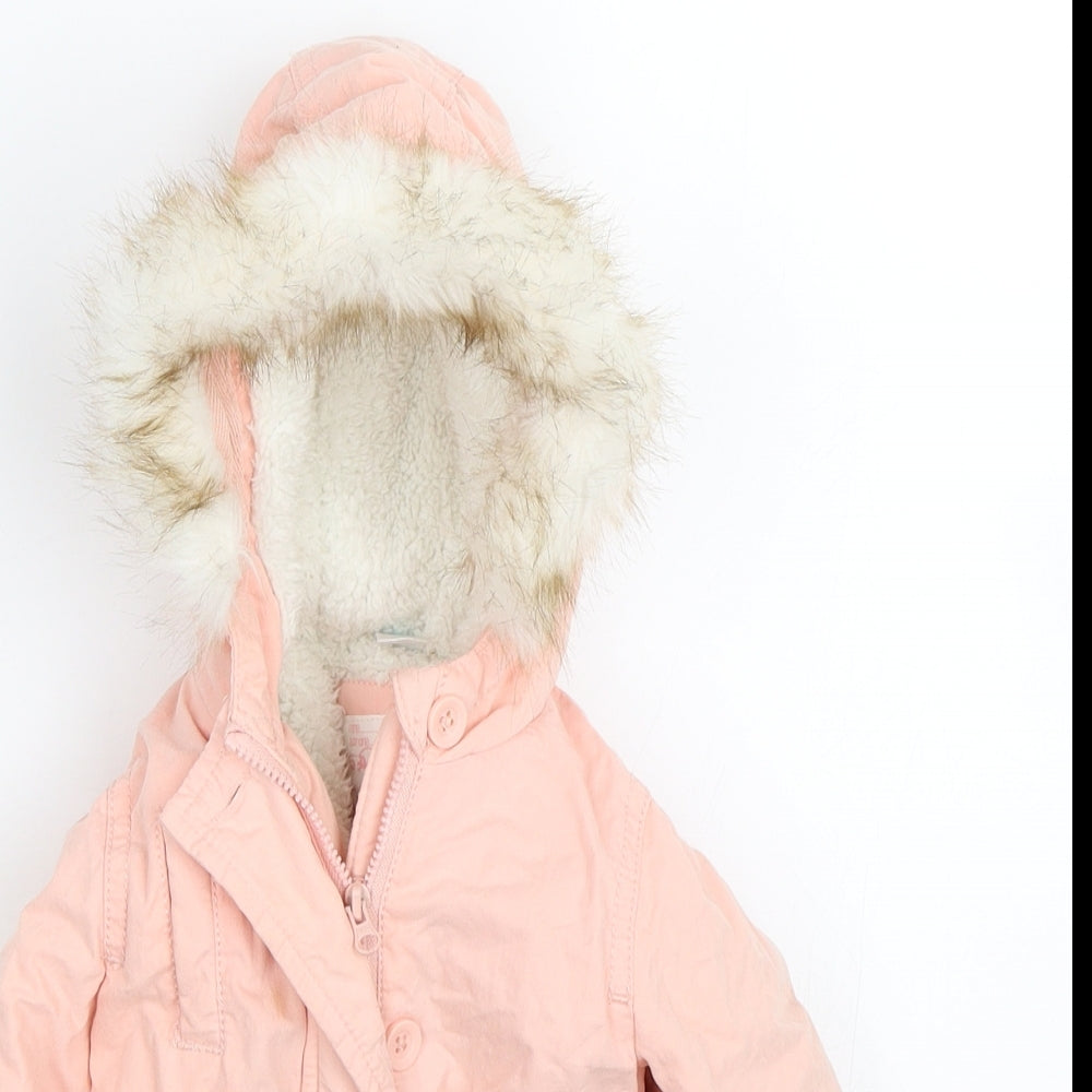 TEX Girls Pink   Parka Coat Size 6-9 Months  - Cats