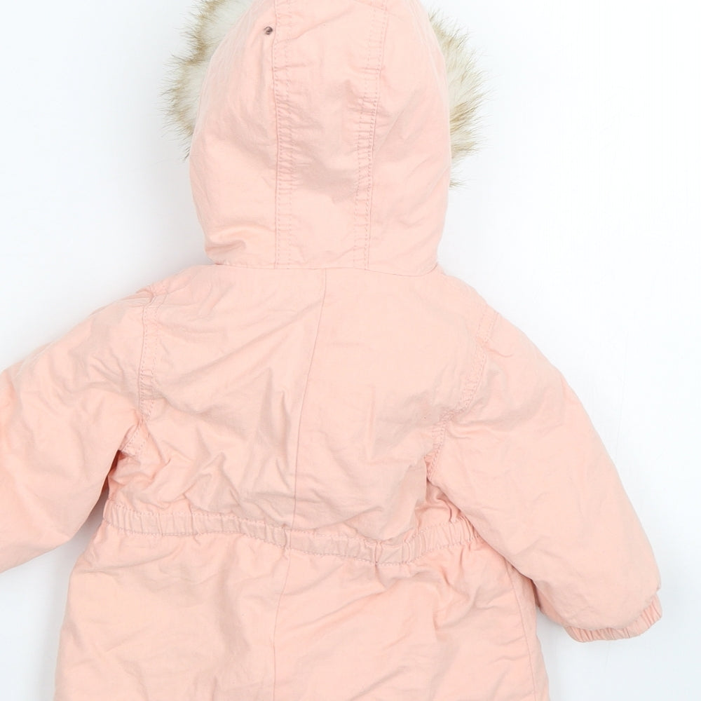 TEX Girls Pink   Parka Coat Size 6-9 Months  - Cats