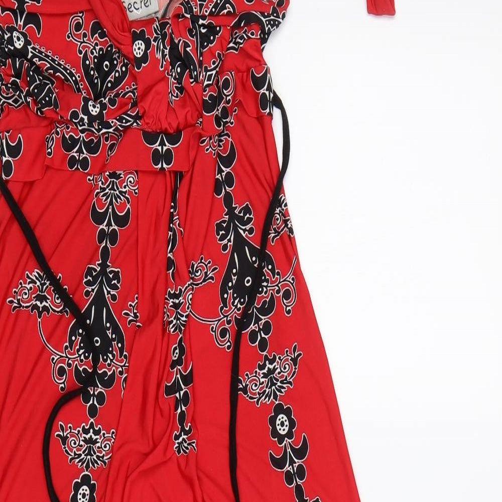 Secret Womens Red Floral  Fit & Flare  Size XL