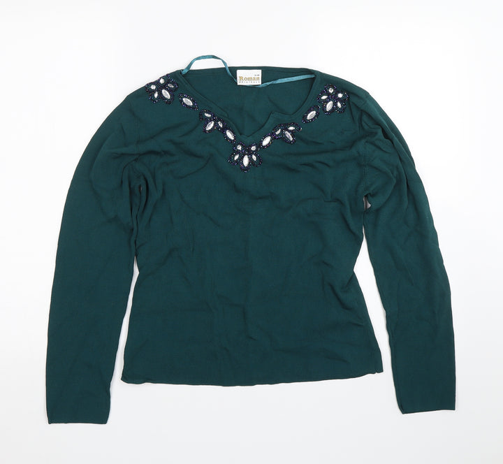 Roman Womens Green   Pullover Jumper Size S