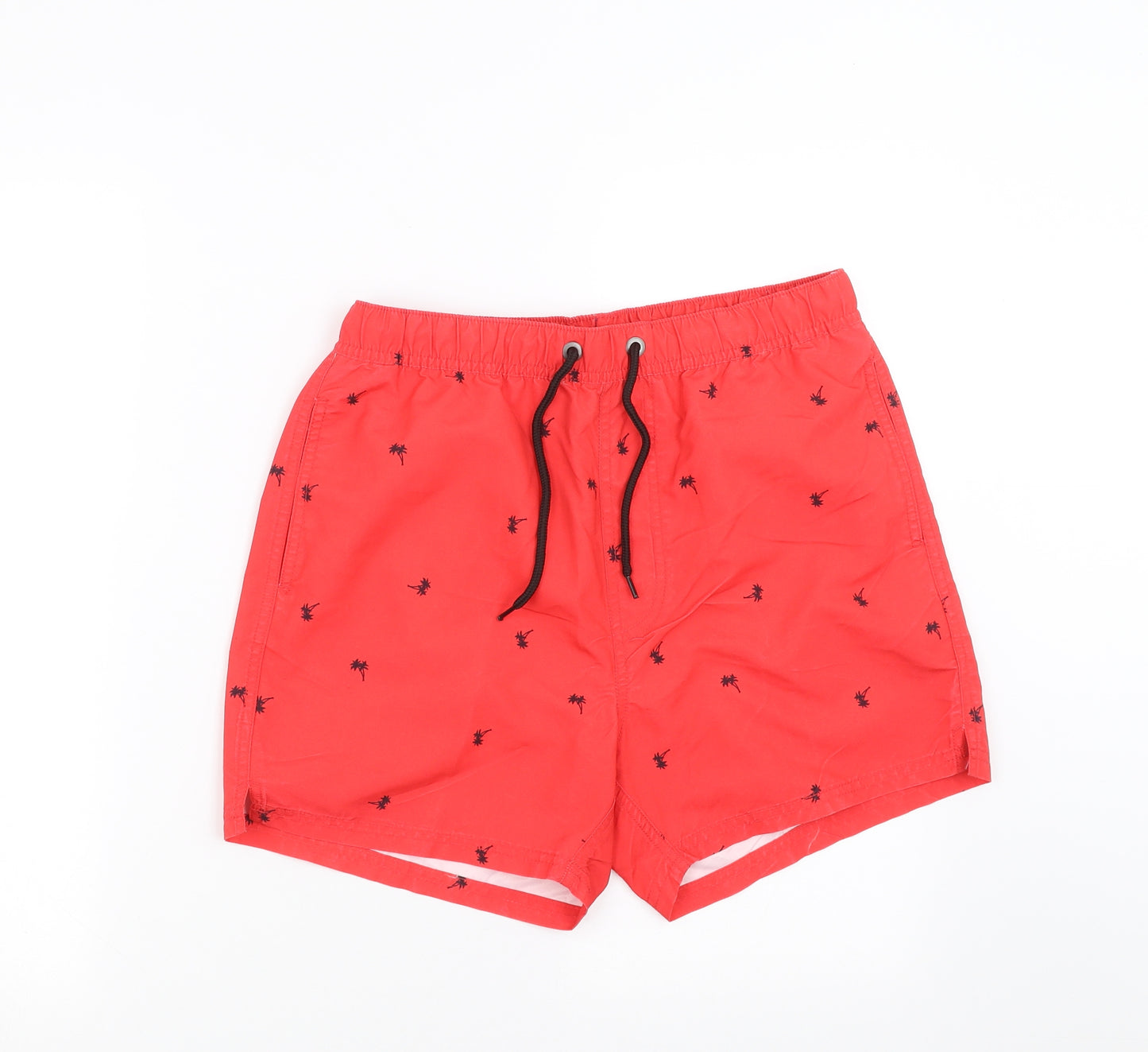 Red Herring Mens Red   Bermuda Shorts Size S - Palm Tree Print swim shorts