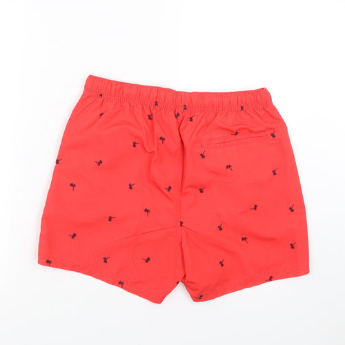 Red Herring Mens Red   Bermuda Shorts Size S - Palm Tree Print swim shorts
