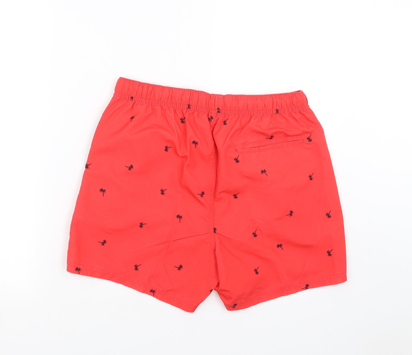 Red Herring Mens Red   Bermuda Shorts Size S - Palm Tree Print swim shorts