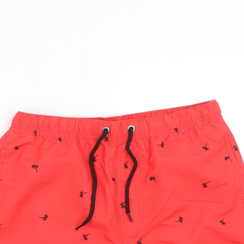Red Herring Mens Red   Bermuda Shorts Size S - Palm Tree Print swim shorts