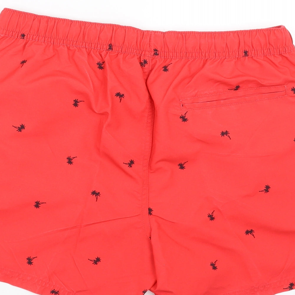 Red Herring Mens Red   Bermuda Shorts Size S - Palm Tree Print swim shorts